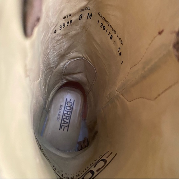 CORRAL Distressed Leather Cross Wings Glitter Cowgirl Cowboy Western Boot 8 Tan - Picture 12 of 16